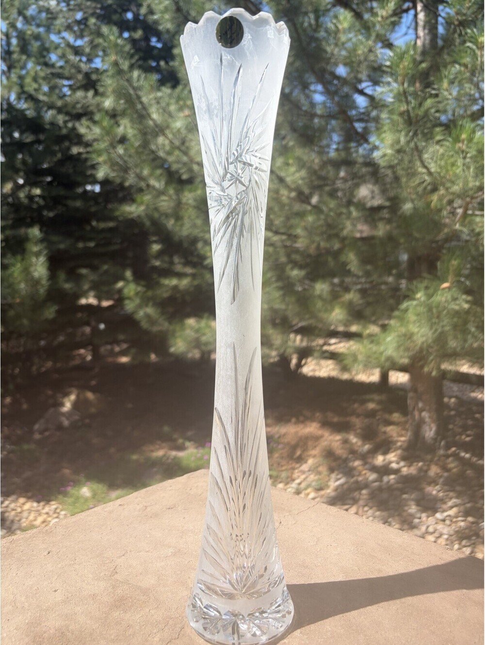 Leswal 24% Lead Crystal Bud Vase Hand Cut Glass Made in Poland
